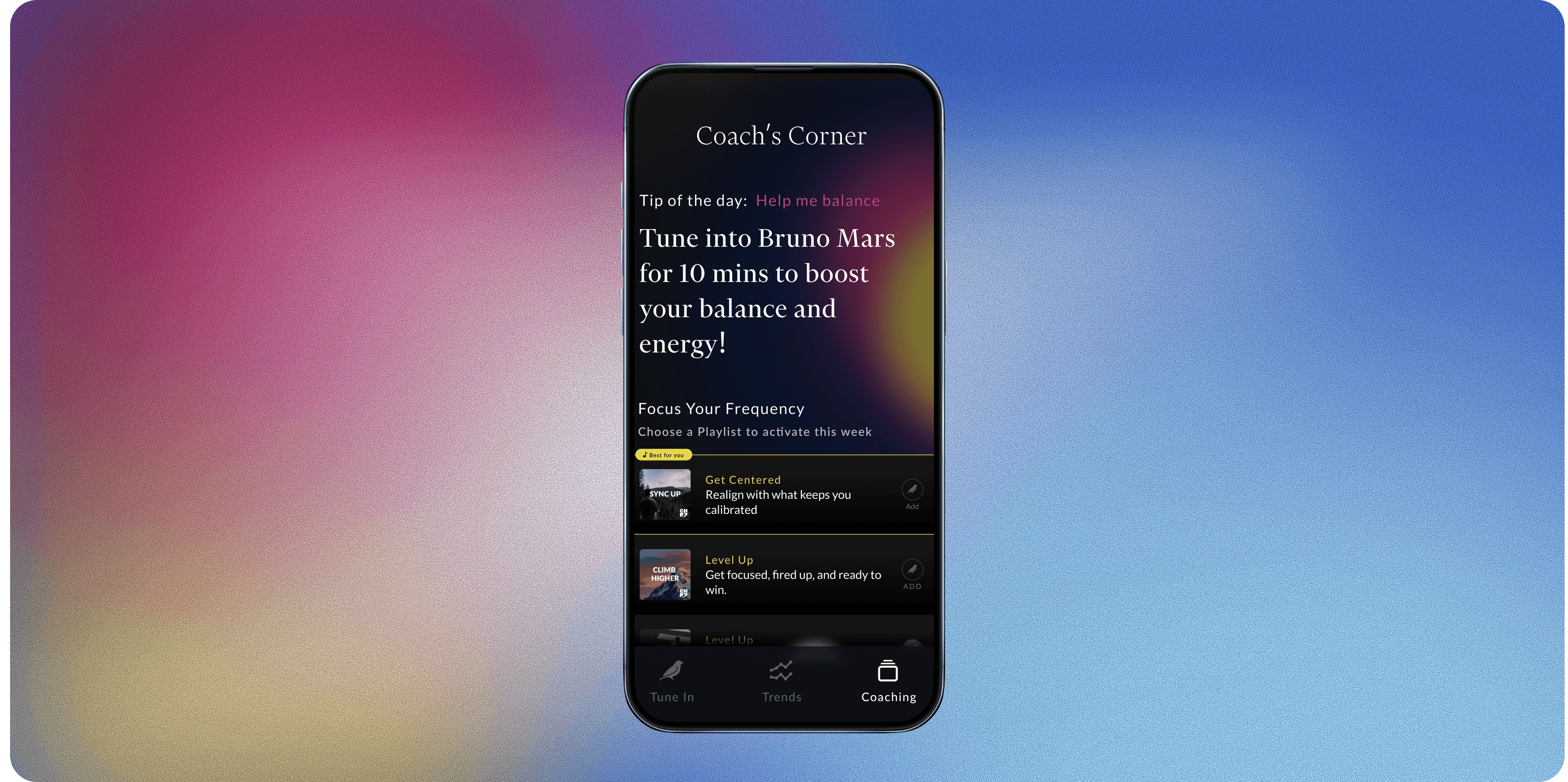 Coach's Corner app screen
